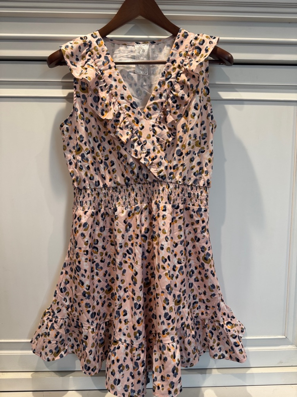 Sadie & Sage Pink Leopard-Print Ruffle Dress